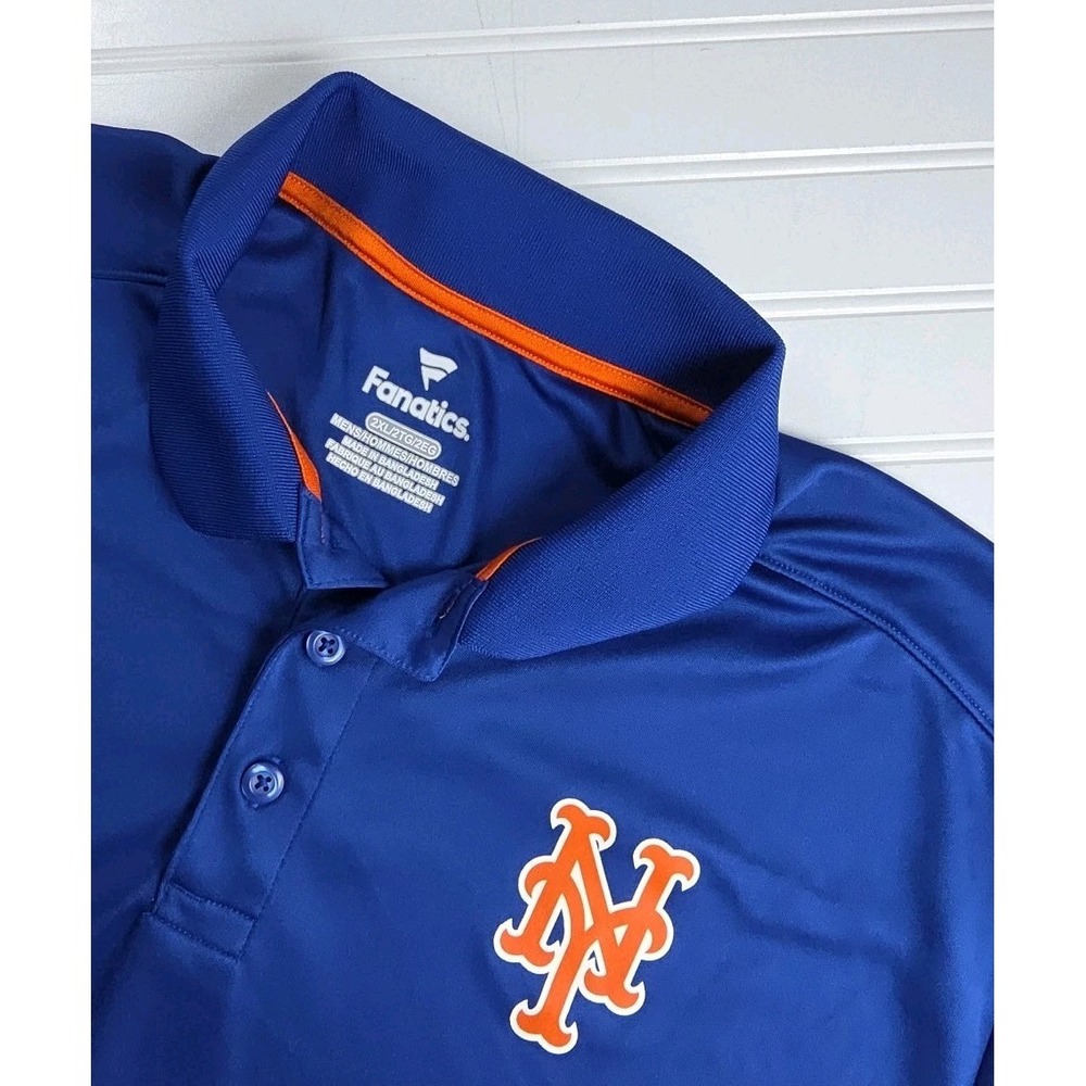 Fanatics New York Mets Polo Golf Shirt Mens 2XL Blue Lightweight MLB Performance